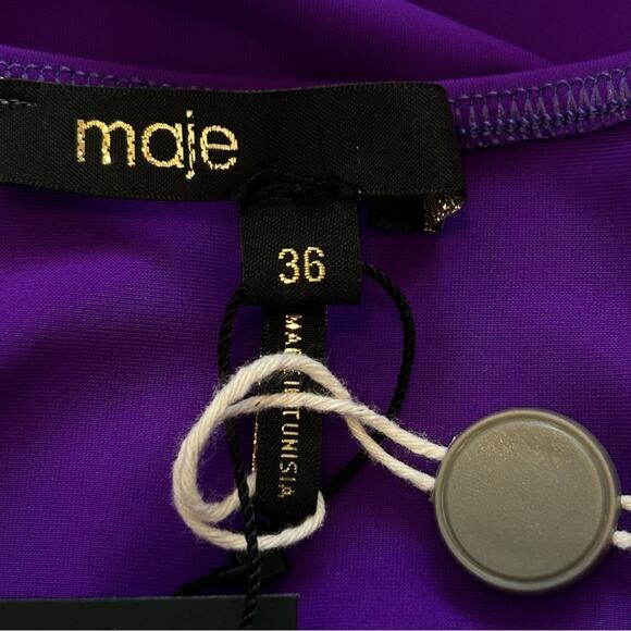 Maje Render Ruched Stretch-Jersey Bodycon Mini Dress Purple 36 NWT - Picture 6 of 13
